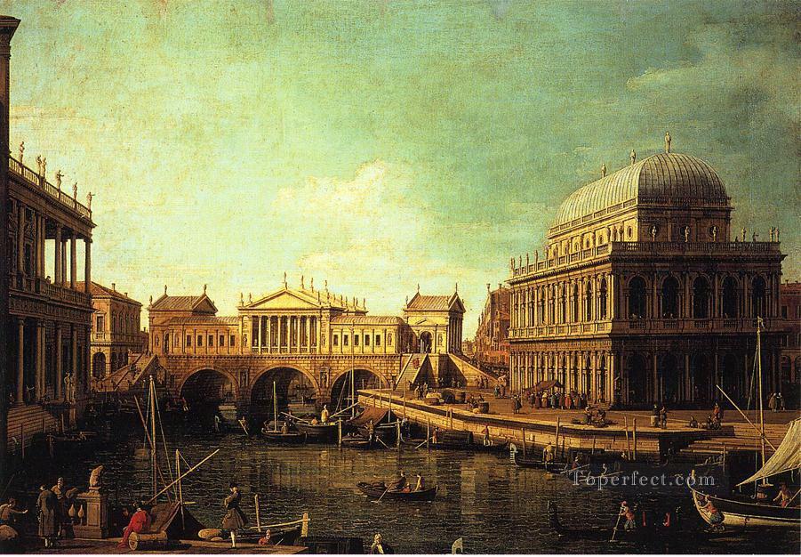 basilica di vecenza and the ponte de rialto Canaletto Oil Paintings